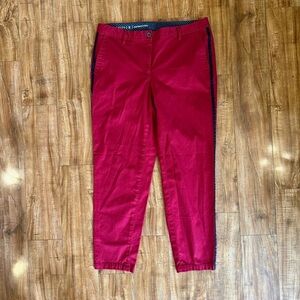 Talbots Women's Red Chinos with Navy Trim